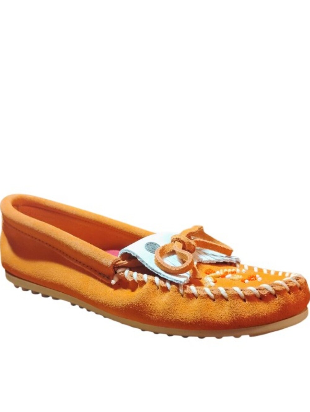 MINNETONKA Orange Suede Moccasin Driving Loafer - Women